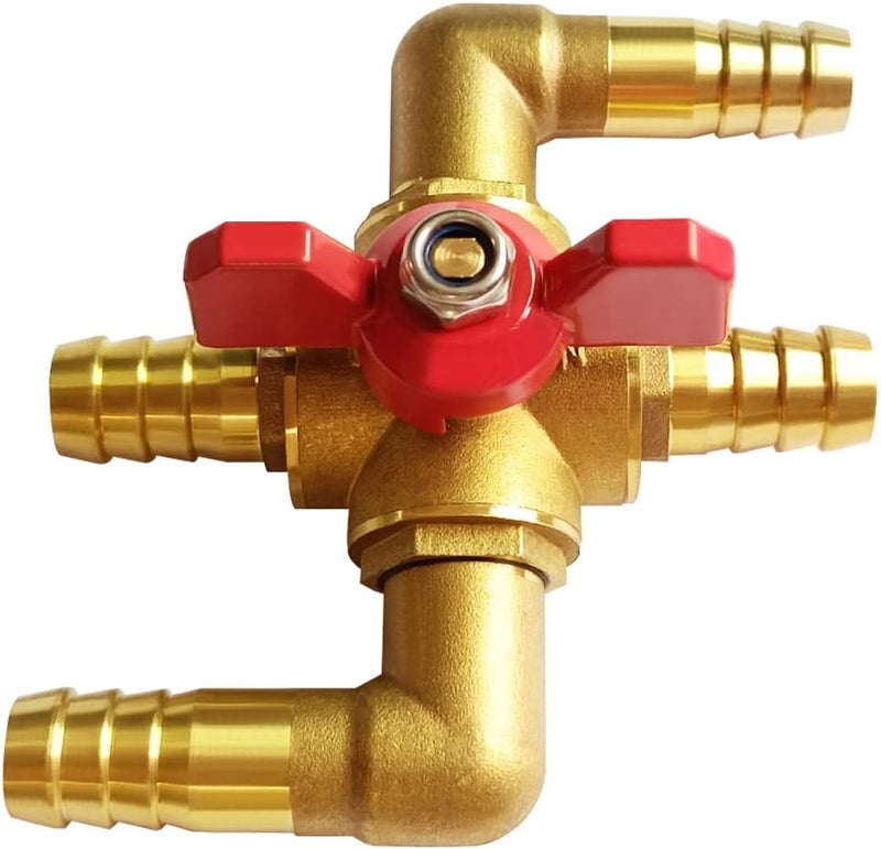 Uenede Solid Brass 3/4 Inch Heater Control Valve, Car Heater Air Conditioning Ball Valve with Switch 3/4" Hose Barb Automotive Heater Bypass Valve Fitting - Image 1